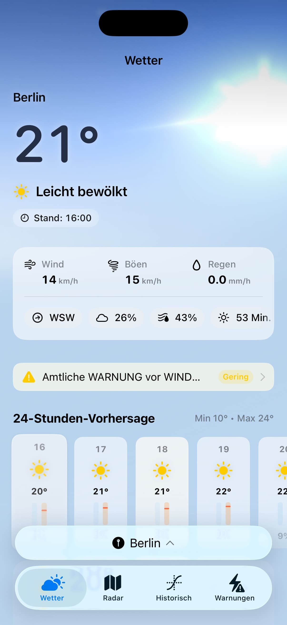 Wetter-Tab, Sommertag in Berlin